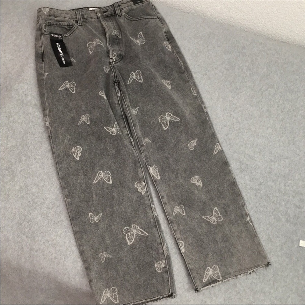 Fairy High Waisted Straight Jeans Size 29 Butterfly Skater Grunge Festival